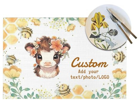 LSDINDF Personalisierte Tischsets, Personalisierbares Tischset Bedrucken mit Foto/Text, Tischset Kinder mit Name, rutschfeste, Hitzebeständig und waschbar.