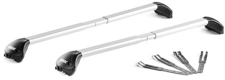 OMAC Dachträger Grundtäger kompatibel mit VW Sharan 7M 1995-2010 5 tür Aluminium ABE 100kg Silber 2tlg Offene Reling für Fahrradträger, Dachboxen, Skiträger Schwerlast-teleskopisch
