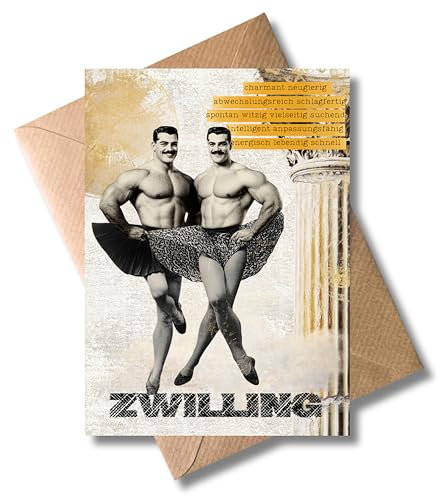 WBdesignz Grußkarte mit Umschlag - Waage Astrologie Sternzeichen edel modern Geburtstagskarte Geburtstag Astrologie modern Spiritualität Kunst (DIN A6) (Zwilling Mann)