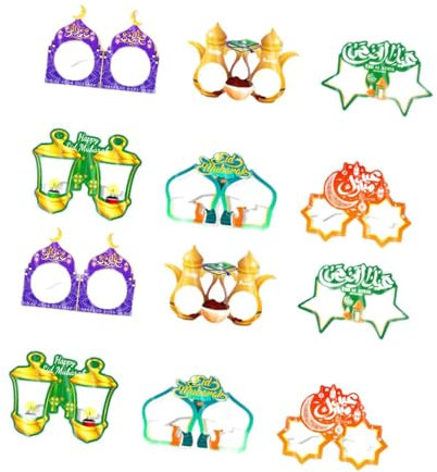 Perfeclan 12pcs Neuheit Papierbrille Ramadan Dekoration Ideal Geschenkdekor, Style B