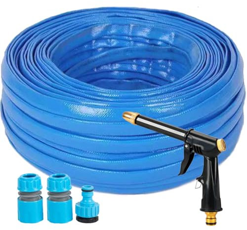 Garden Hose Pipe 15m, Hosepipes for Garden 50ft with Spray Gun,Flexible Water Hose with 3/4, 1/2 Connectors PVC Garden Hoses Magic Hoses Easy Storage Lawn & Garden Watering Equipment Hosepipe (15m)
