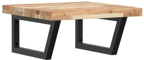 vidaXL Waschtischplatte mit Halterung, Holzplatte Waschtischkonsole Wandmontage, Waschbeckenplatte Wandkonsole Wandregal, Stahl Massivholz Akazie