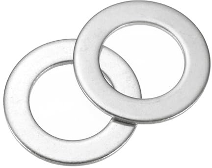 sourcing map 60Pcs M16 304 Stainless Steel Flat Washers Plain Washer 16mm ID 22mm OD 0.8mm Thick Flat Spacers for Screws Bolts Garden Faucet Plumbing Repair, Silver