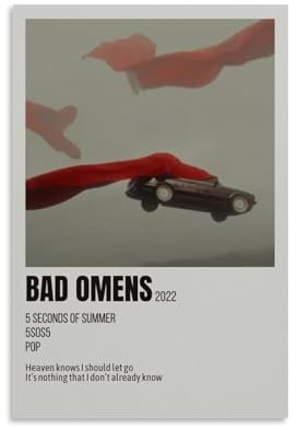 HSJKU Bad Omens Poster 2022, Leinwanddruck, Vintage, ästhetisches Poster, dekoratives Gemälde für Wohnzimmer, Schlafzimmer, 20 x 30 cm, ungerahmter Stil