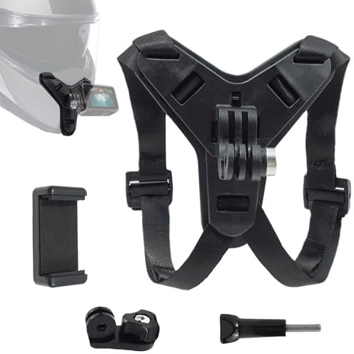 Support pour Casque de Moto Menton, Compatible avec GoPro Hero 13/12/11/10/9/8/7/6/5, Support Universel pour Caméras d'action, avec Vis, Fixation Robuste pour Casque, Noir