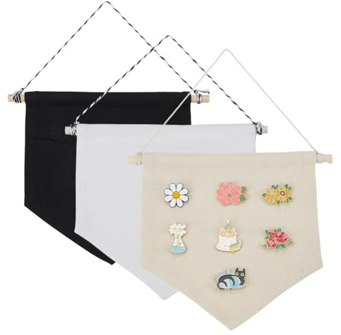 WEBEEDY 3 Stück Emaille Pin Wand Display Banner Brosche Schmuck Display Halter Banner Leer Mit Holzdübel Für Die Organisation von Emaille Pins Und Buttons Sammlung
