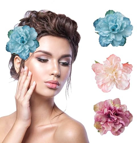 BSITSSS 9 Piezas Pinza Pelo, Peonia Flor Horquillas Pelo, Flores Pasadores Pinzas de Pelos Accesorios para Mujeres Niñas Fiestas Bodas Novia Playa