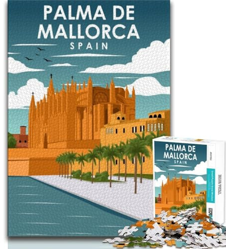 Palma De Mallorca, Spanien, 1000-teiliges Puzzle für Erwachsene und Jugendliche, Herausforderung der Gehirnintelligenz, süchtig machendes Spielzeug für die Heimdekoration, 38x26cm