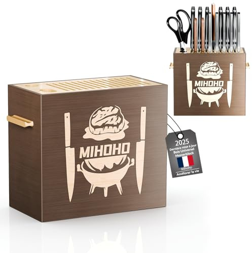 Soporte universal de madera para cuchillos, organizador de cuchillos de madera, único para la encimera, con base antideslizante (UU)