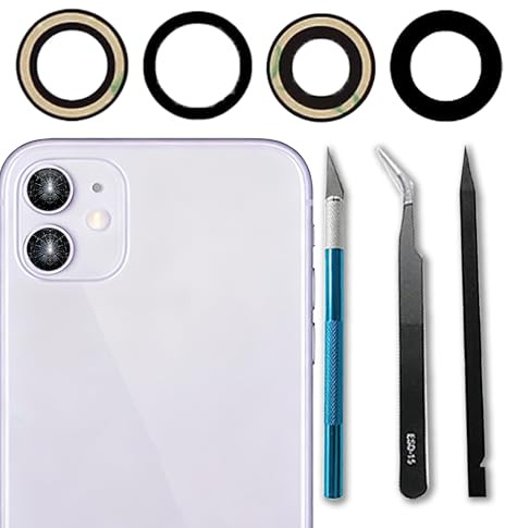 Alovexiong 2‑Stück‑Set Ersatz‑Kameraglas für iPhone 11, Reparaturset | 2‑teiliges Set passgenauer Kamera‑Ersatzgläser für iPhone 11, inklusive Reparaturwerkzeugen.