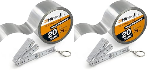 Hinrichs Aluminium Klebeband 20m x 50mm - hitzebeständiges Isolierklebeband - Alu Klebeband für Dämmung & Rohrisolierung - Alu Tape als Dichtband & Dampfsperre - selbstklebendes Aluband
