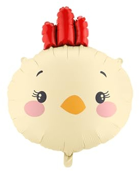 PartyDeco® FB376 Folienballon Küken 51x59cm - Tierballon für Luft oder Helium - Luftballon für Ostern Geburtstag Bauernhofparty - Folienluftballon als Osterdeko Partydeko - Gelb Rot - 1 Stück