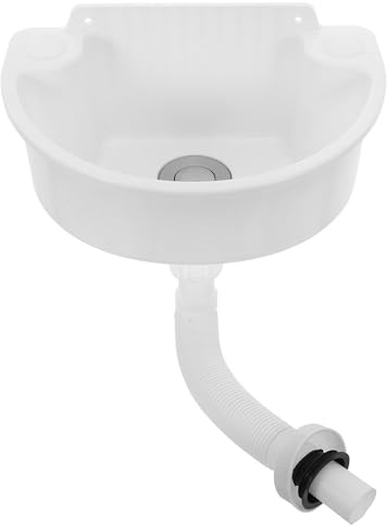 Lavabo Camper Mini in Plastica Bianco, Lavandino Sospeso Piccolo | Lavatoio Piccolo per Veranda e Angolo, Garage Mini Sink e Hand Wash Basin Compatto