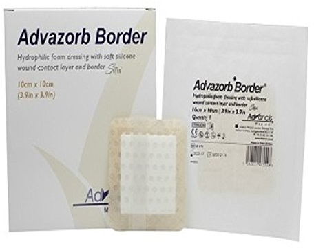 Advazorb Border Hydrophilic Foam Square Lite Dressing, 10 x 10 cm