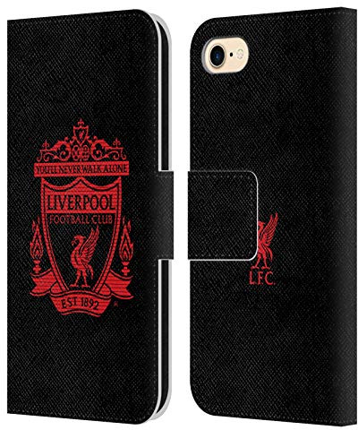 Head Case Designs Officially Licensed Liverpool Football Club Black 1 Crest 2 Leather Book Wallet Case Cover Compatible With Apple iPhone 7/8 / SE 2020 & 2022