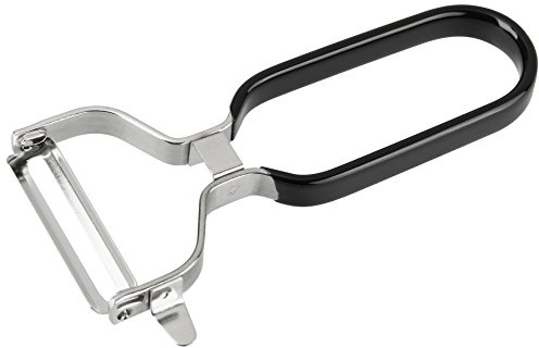 Stanley Rogers Gemüseschäler 12 cm, Küchenhelfer mit ergonomischen Premium-Softtouch-Griff, Sparschäler mit Funktionsteil aus Edelstahl (Farbe: Silber/Schwarz), Menge: 1 Stück