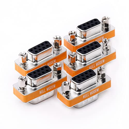 Nullmodem Adapter DB9 Null Modem Stecker auf Buchse Slimline Daten Transfer Serial Port Adapter 5 Stück