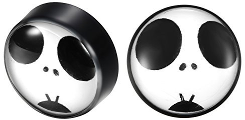JewelryWe Schmuck Magnet Ohrstecker, Niedliche Alien Außerirdische Edelstahl Runde Fakeplugs Fake Plug Magnetische Ohrringe Ohrclip Clips Kein Ohrloch Piercing für Herren Damen, Schwarz Weiß
