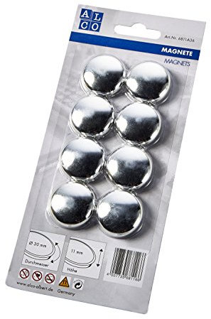 ALCO-Albert 6811A36 - Flachmagnete Ø30mm, 8 Stück, silber