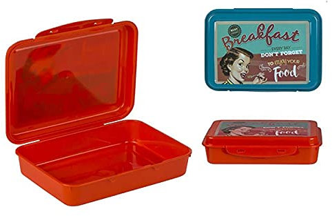 Hogar y Mas Fiambrera Sandwich plástico, Vintage 950 ml. Lonchera Portátil en Set de 2.