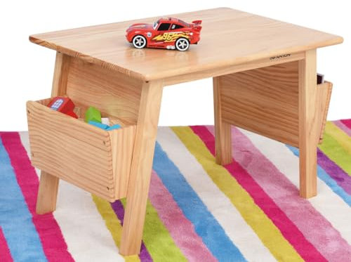 ZH Kinder Kunsttisch Mit Papierrollenhalter, Aufbewahrungsbox, Glatter AktivitäTstisch, Malertisch Mit 10 M Rollenpapier, Weiß, 80 * 50 * 50 cm