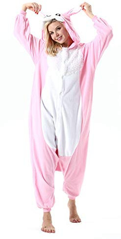 SAMGU Unisexe Adulte Pyjama Animaux Cosplay Halloween Carnaval Costume Party Vêtements de Nuit Lapin Rose S