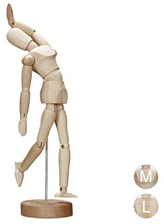 Relaxdays Wooden Artists’ Mannequin for Drawing and Crafting, Articulate with Stand, Model, 15 cm Tall, Natural, Plant fibre, 15 x 4.4 x 3 cm