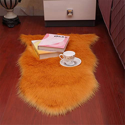 GLITZFAS Teppich Kunstfell Schaffell Lammfellimitat Teppich Longhair Fell Optik Nachahmung Wolle Bettvorleger Sofa Matte (Orange, 60 * 90cm)