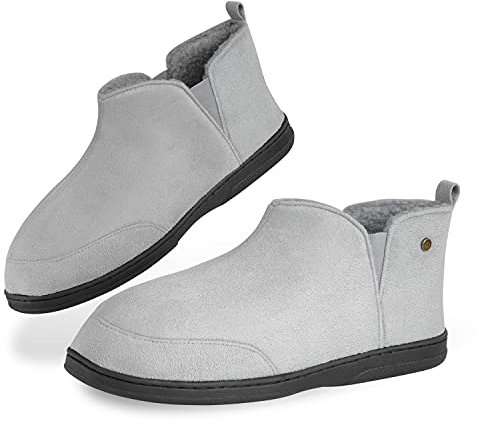 Dunlop Pantofole Uomo, Ciabatte Da Casa Memory Foam, Pantofole Invernali Calde, Comode E Antiscivolo (42, Grigio, numeric_42)