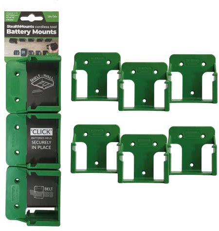 StealthMounts Supports de Batterie pour Metabo HPT 18v/36v/Hitachi/Hikoki | Fixations de Batterie sans Fil pour Outils Metabo HPT 18v/36v/Hitachi/Hikoki | Lot de 6 | Verde