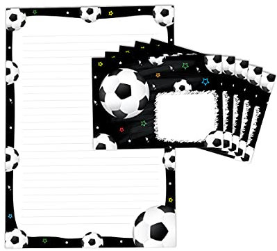 Briefpapier-Set für Kinder Fußball Fussball Briefblock liniert mit Umschlägen Umschlag Jungen Jungs (Block A4 mit 25 Blätter + 15 Umschläge)