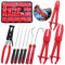 Mardatt 10-teiliges Schlauchschellen-Zangen-Set enthält O-Schlauchklemmenzangen mit 6 Schlauchentfernungshaken-Set, Kraftstofföl, Wasserleitungs-Reparatur (rot)