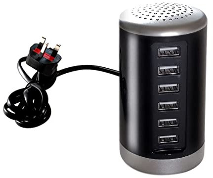 balabaxer USB Charger station,Desktop USB Charging Station for multiple devices,Multi Ports Charger Charging for Apple Devices, Smartphones,Tables,and More Devices. (6-port, black)