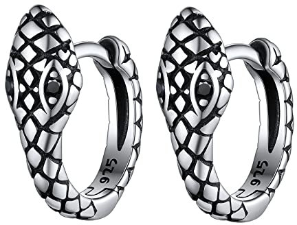 Bestyle Ohrringe für Herrem Damen Vintage Schlangen Creolen Huggie Ohrringe aus 925 Sterling Silber Knorpel Ohrchmuck