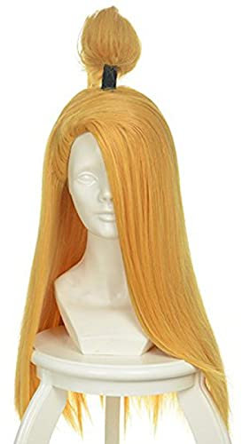 WHBHD Anime Deidara 65cm lang gerader Goldener gelb hitzebeständiger Haarsplay-Kostüm-Perücke + Spur + Perücke-Kappe