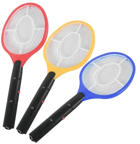 Randaco Elektrische Fliegenklatsche, Mückenklatsche Fliegenfänger Moskito Killer, Insekten Mörder Frei von Giftstoffen und Gerüchen Ideal für Drinnen und Drauße(Set: 3 Stück)