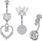 AceFun Bauchnabelpiercing aus chirurgischem Stahl, Bauchnabelring Kubikzirkon Opalit Kristall Bauchnabelpiercing Schmetterling Liebe Herz 14 G, 1,6 mm, 10 mm