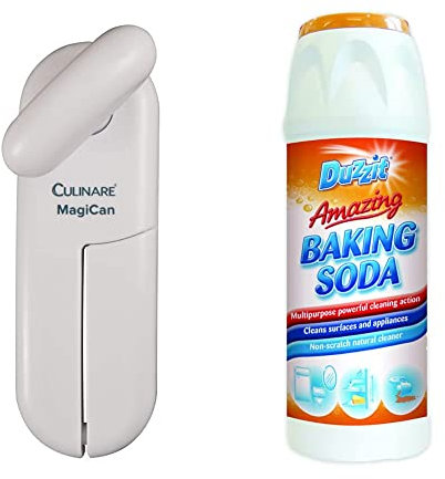 Culinare C10015 MagiCan Tin Opener | White | Plastic/Stainless Steel | Manual Can Opener & Duzzit Amazing Baking Soda Multi Purpose Household Cleaner , 500 g (Pack of 1)