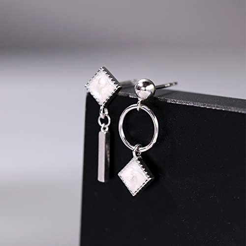 DANGI Ohrringe Asymmetrisch Silber,Asymmetrische Silberohrringe Für Frauen,925Er Sterlingsilberohrringe Für Mädchen,Asymmetrische Geometrie Damenohrringe,Geburtstagsgeschenke Für Sie