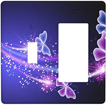 Joli panneau électrique à 2 interrupteurs avec motif papillon violet
