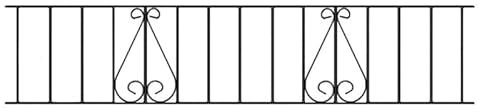 Classic Scroll Railing Panel - Solid Steel - Fits Gap of 1830 mm x 355 mm High - Electro Galvanised/Black Powder Coated