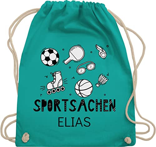 Turnbeutel Rucksack - Kita Beutel Wechselsachen Mädchen - Sportsachen - Fussball Tischtennis Schwimmen Basketball - Unisize - Türkis - stoffbeutel kinder kindergarten wäschebeutel