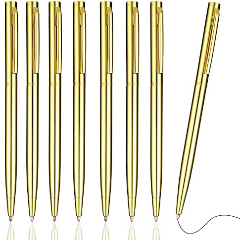 TIESOME 8pcs Oro Bolígrafo, 1mm bolígrafo retráctil bolígrafos de tinta negro haga clic en bolígrafo bolígrafo de tinta de gel para la boda de negocios estudiantes de oficina profesor (oro)
