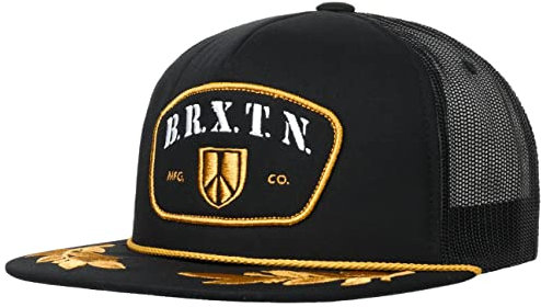 Brixton Peace Shield MP Trucker Cap Basecap Baseballcap Flat Brim Damen/Herren - Snapback, mit Schirm, Schirm Sommer Frühling-Sommer - One Size schwarz