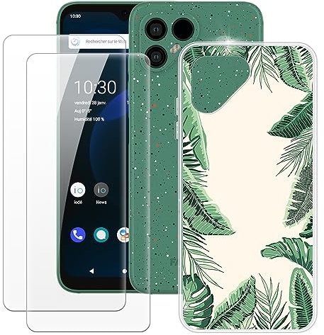 MILEGAO Fairphone 4 Hülle + 2 Displayschutzfolien aus gehärtetem Glas, ultradünne Stoßstange, stoßfeste weiche TPU-Silikon-Abdeckung Hülle für Fairphone 4 (6.3”)