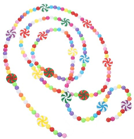 HOMSFOU Christmas Candy Garland Skewers 78 Inch Candy Cane Christmas Garland Party Decoration Sweet Beaded Decor for Home Festive Ornament