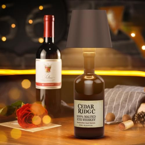 K-Bright LED Dimmbare akku Flaschenlampe 5200 mAh, Led flaschenlampe Kabellose Touch Tischlampe, IP54 Flaschenlicht, Flaschenlampen für Innen und Außen,Restaurant & Bar,3000K(Rostrot)