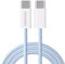 tigratigro Cavo Type-c to Type-c(C TO C Tessuto intrecciato Cavo), Nylon Cavo USB Type-C 60W PD di Ricarica Rapida per Per iPhone 15,iPad,Samsung Galaxy,Huawei,OnePlus,Google Pixel (3M, Blu)