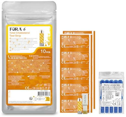 FORA Gesamtcholesterin-Teststreifen 10pcs (bag) mit 10 Lanzetten