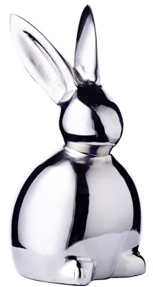 EDZARD Dekofigur Hase Louis (Höhe 13 cm) Aluminium vernickelt, Dekohase, Osterdeko, Tischdeko zu Ostern